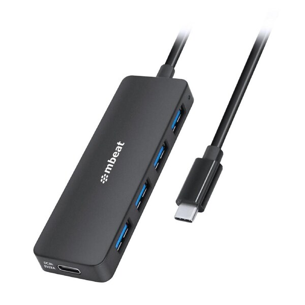 mbeat 4-Port USB-C Hub with USB-C DC Port Compact and Portable Design Flexible Device Connectivity Data Transfer Speed: 5Gbps