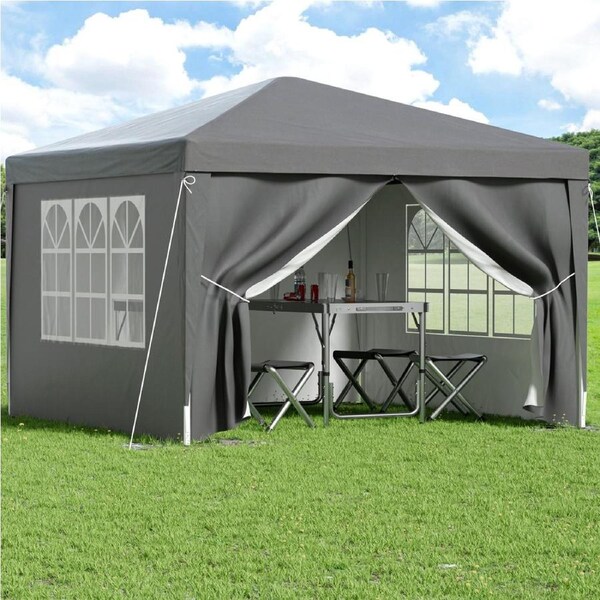 Instahut Gazebo 3x3m Pop Up Marquee Folding Tent Wedding Camping Canopy Gray