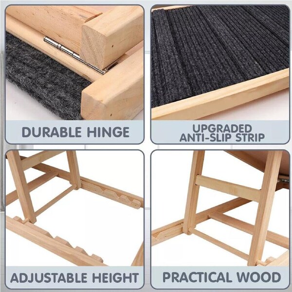 Dog Pet Ramp Adjustable Height Foldable Stairs Steps For Bed Sofa Car