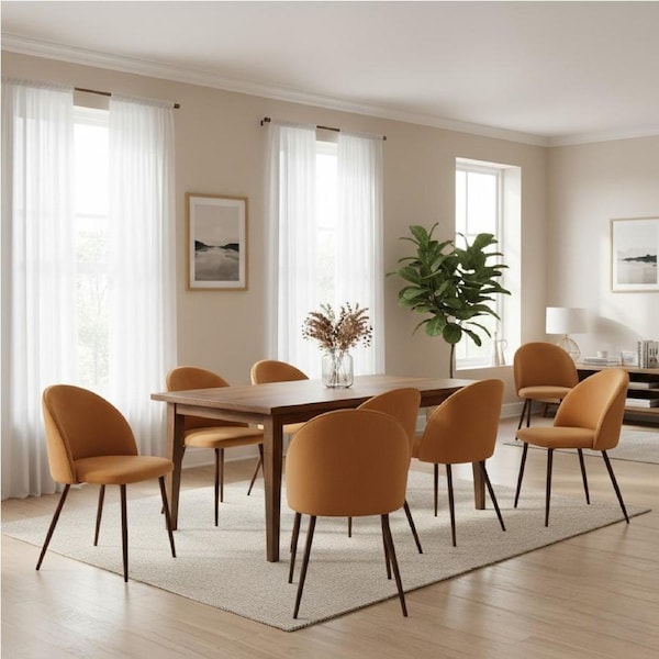 Set of 8 Levede Dining Chairs French Provincial Style - Mustard