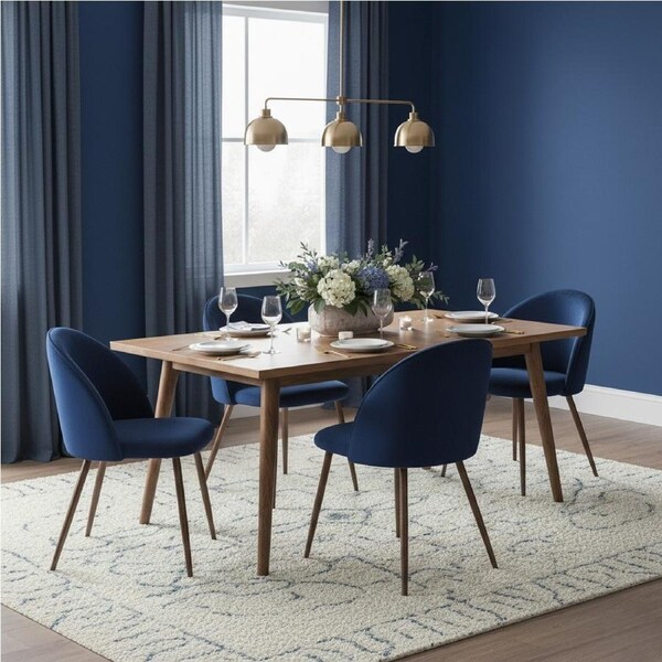 1 Set of 4 Levede Velvet Dining Chairs - Navy