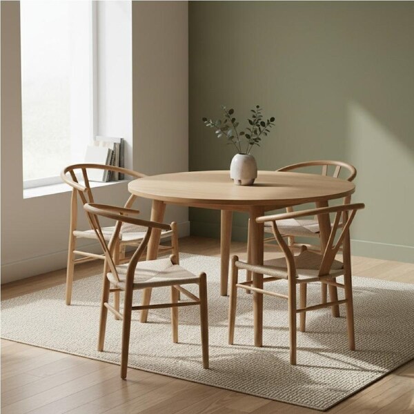 1 Set of 4 Levede Hans Wegner Wishbone Dining Chairs - Natural