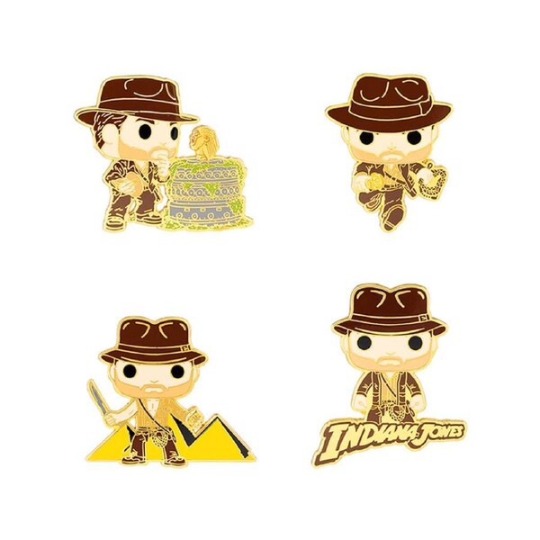 4pc Indiana Jones Raiders Of The Lost Ark Indy Enamel Pin Brooch 1.5in Set