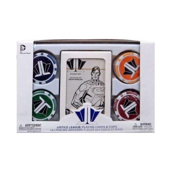 Justice League Comics Starter Poker Chips/Playing Cards Game Family Night Set
