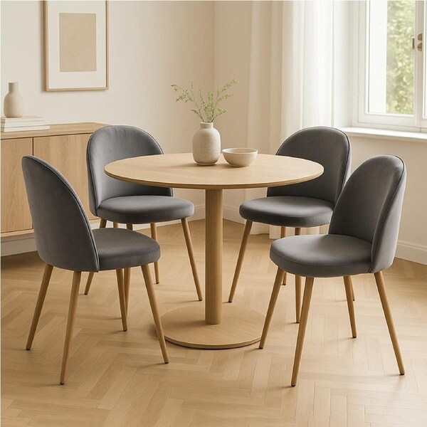 1 Set of 4 Levede Velvet Dining Chairs - Grey