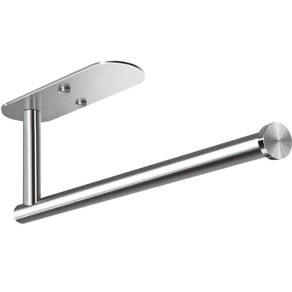 Paper Towel Holder Under Cabinet - Self-Adhesive or Drilling, Paper Towel Holder Wall Mount, Towel Rack for Kitchen Organization and Storage, Stainless Steel Kitchen Paper Roll Holder Silver
