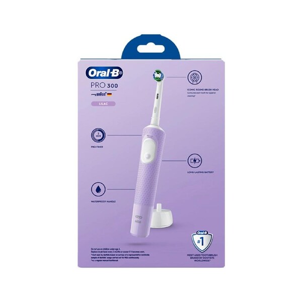 Oral-B Pro 300 Electric Toothbrush - Pro-timer function - Precision Cleaning -Lilac Travel Case Included