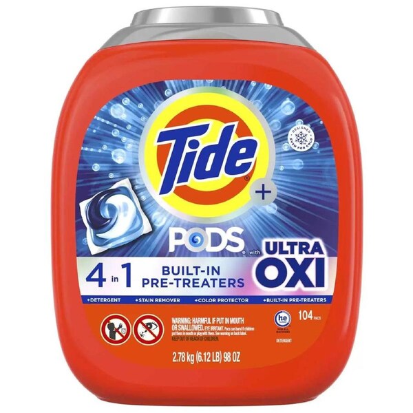 Tide PODS Ultra Oxi Mega Pack 104 Count Deep-Cleaning Laundry Solution