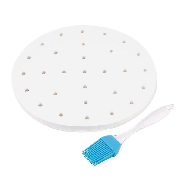 100 Pcs 7.5 Inch Air Fryer Disposable Paper Liner Wood Pulp Paper Steamer Paper for Air Fryer Steaming Basket JP