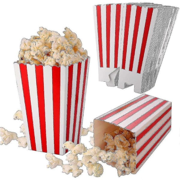 50 Pieces Of Red And White Striped Popcorn Boxes Paper Candy Boxes