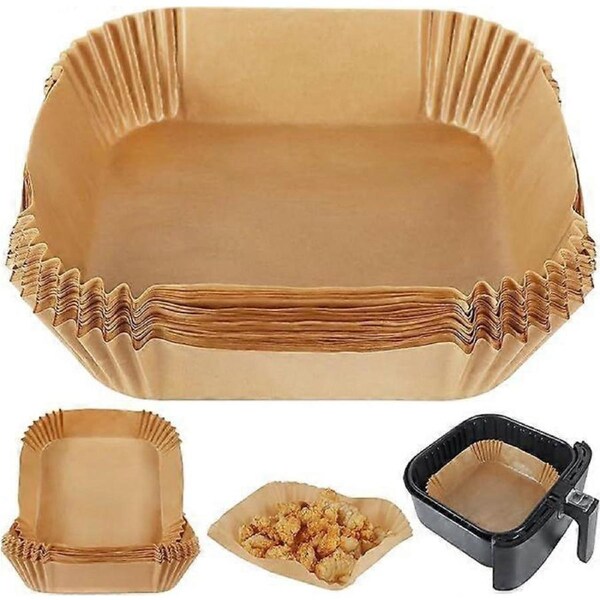 Air Fryer Baking Paper Liners, 50 Pieces Disposable Square Liners, Fryer Oil-Proof, Compatible with COSORI, Ninja, Tower Cosori (Unbleached)