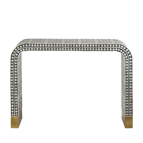 Belle Adina Plyboard Bone Inlay Console Table Indoor Furniture 110x76cm Grey