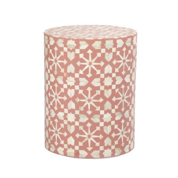Belle Adina Plyboard Bone Inlay Side Table Living Room Furniture 35x45cm Peach