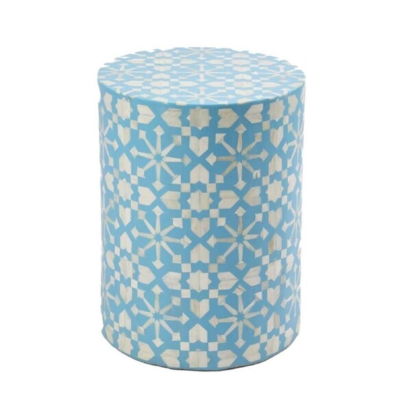 Belle Adina Plyboard Bone Inlay Side Table Living Room Furniture 35x45cm Aqua