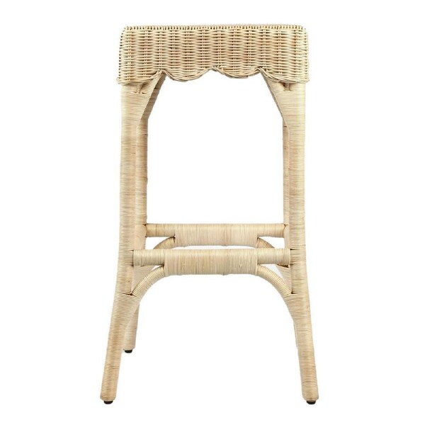 Belle Rattan Bar Stool Outdoor Undercover Seat Furniture 43x65cm Natural