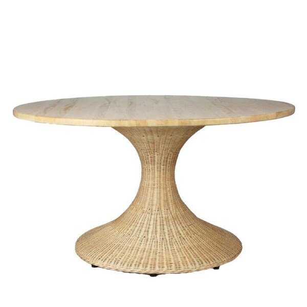 Belle Belmont Rattan/Wood Round Dining Table Indoor Furniture 140cm Natural