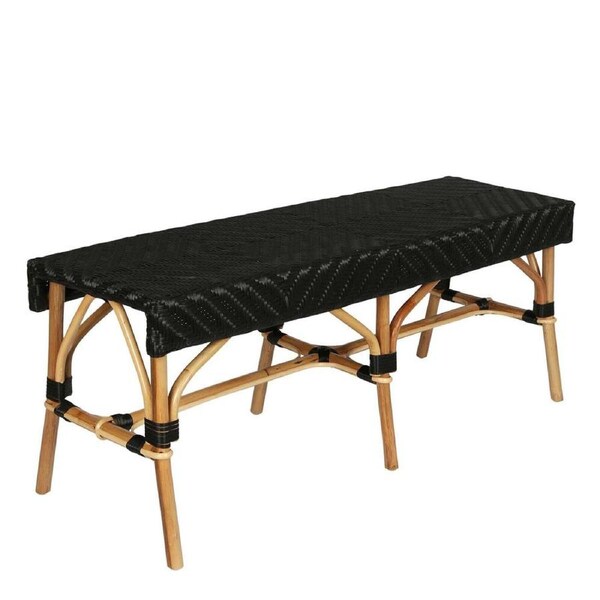 Belle Missoli Rattan Outdoor Undercover Bench Patio Seating 120x45cm Black