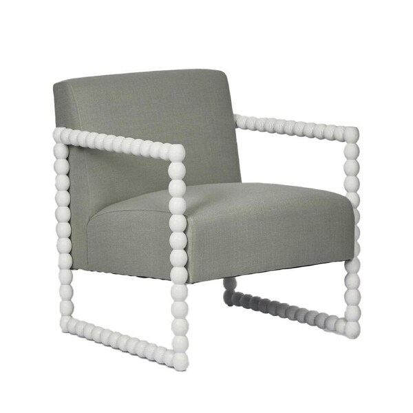 Belle Bobbin Oak Wood Armchair Indoor Furniture Home Decor 78x81cm White/Seafoam