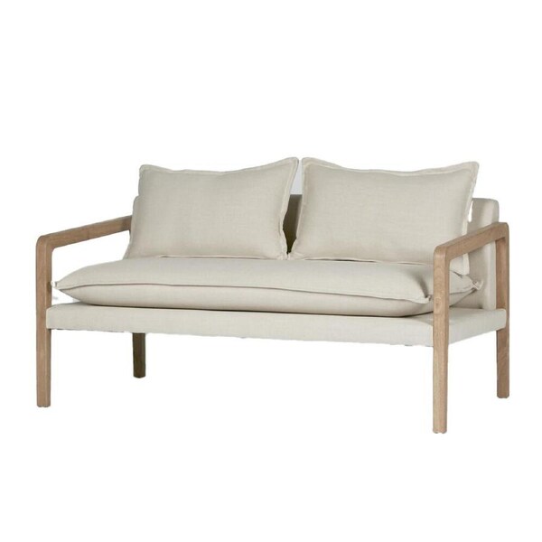 Belle Coolum Rubber/Wood Sofa w/ Cushion Indoor Furniture 77x150cm Cream