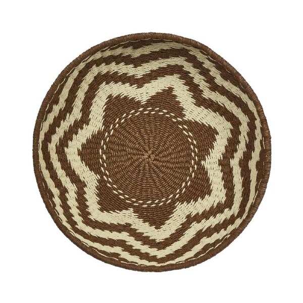 Belle Yara Paper Rope Handwoven Basket Round Indoor Home Decor 49cm Brown