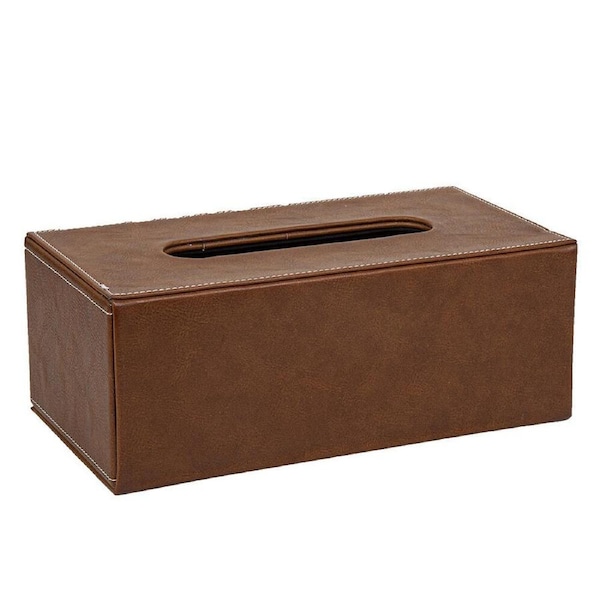 Belle Genieve Faux Leather Rectangle Tissue Box Tissue Holder 25x14cm Tan