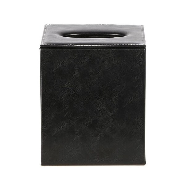 Belle Genieve Leather Square Tissue Box/Cover Tissue Holder 13.5x15.5cm Black