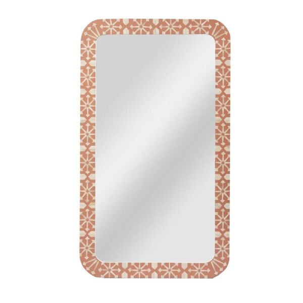 Belle Adina Bone Inlay Handcrafted Decorative Wall Mirror 120x70cm Peach/White
