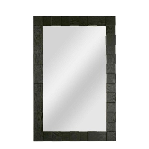 Belle Oak Wood/Glass Monument Wall Bedroom/Dressing Room Mirror 105x70cm Black