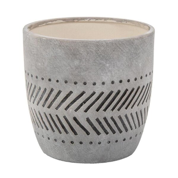 Belle Canyon Ceramic Planter Indoor Plant Holder Decor Medium 13x13cm Grey