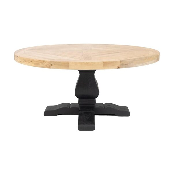 Olivia 160cm Round Dining Table Reclaimed Elm Wood Natural Black