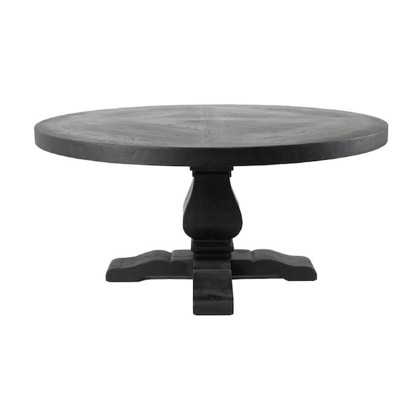 Olivia 160cm Round Dining Table Reclaimed Elm Wood Black