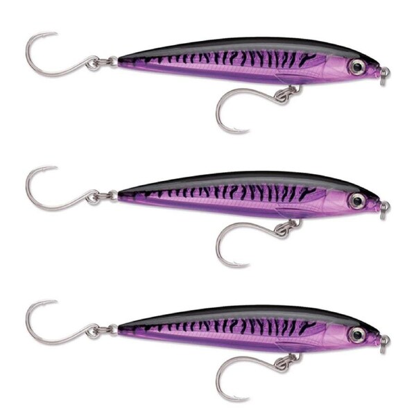3x Rapala 12cm Saltwater X Rap Long Cast Shallow Minnow Lures - Purple Mackerel