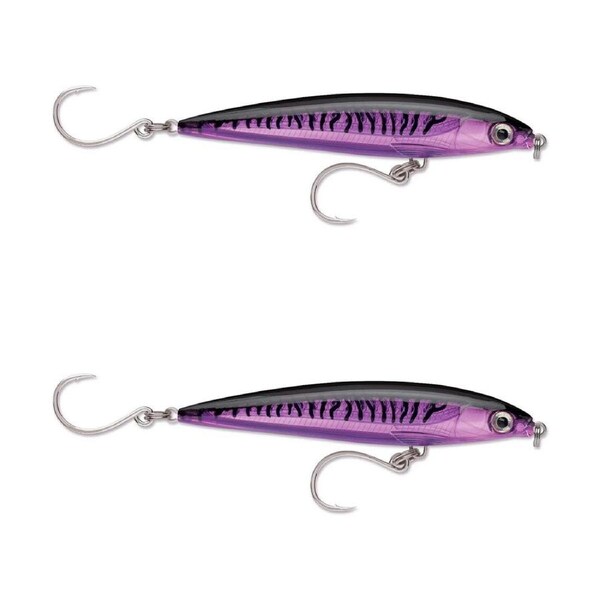 2x Rapala 12cm Saltwater X Rap Long Cast Shallow Minnow Lures - Purple Mackerel