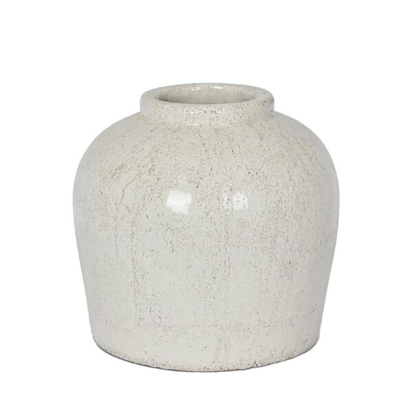 Belle Astra Terracotta Urn Short Home Indoor Decorative Vase 28x28cm White