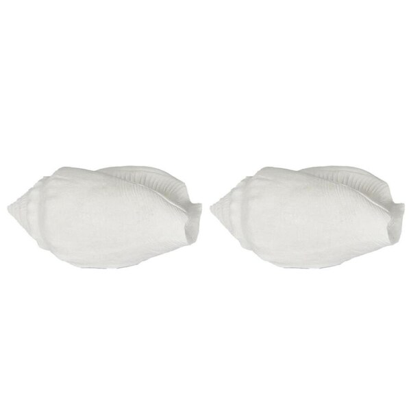 2PK Belle Polyresin Shore Sea Snail Sculpture/Ornament Home Decor 20x11cm White