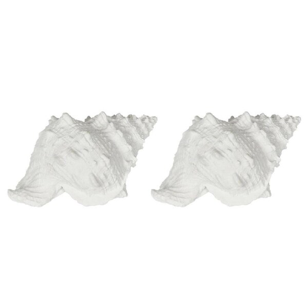2PK Belle Polyresin Sammy Sea Snail Sculpture/Ornament Home Decor 21x14cm White