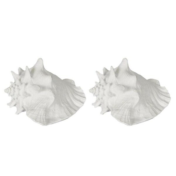 2PK Belle Polyresin Sandy Sea Snail Sculpture/Ornament Home Decor 21x19cm White