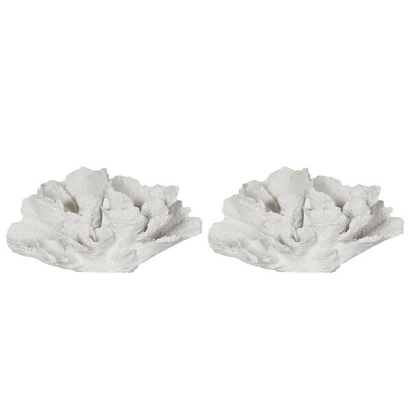 2PK Belle Polyresin Laguna Coral Sculpture/Ornament Home Decor 26.5x14.5cm WHT