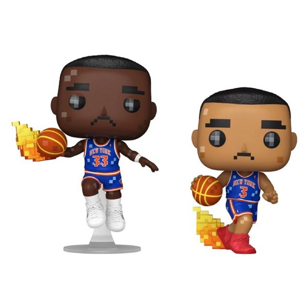 2pc NBA JAM Knicks Patrick Ewing & John Starks 8-Bit Pop Vinyl Figures 4in