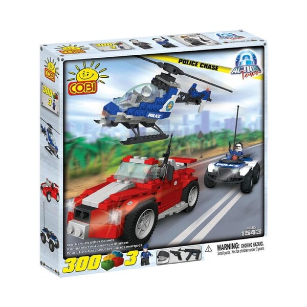 300pc Action Town Police Chase Construction Brick Building Toy Set Kit Kids 3y+