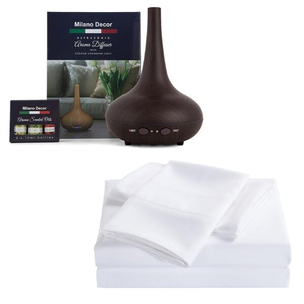 Royal Comfort 2000 Thread Count Sheet Set with Bonus Aroma Diffuser with 3 Oils King