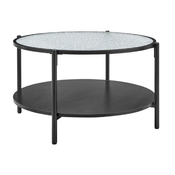 Elise Coffee Table Round Glass Top Black