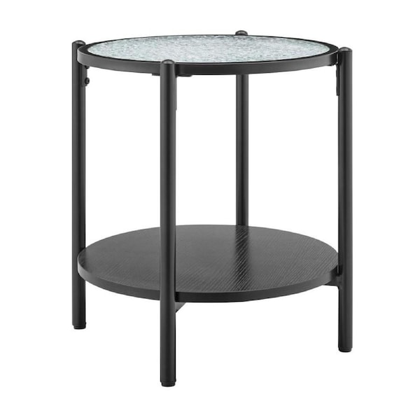 Elise Side Table Round Glass Top Black