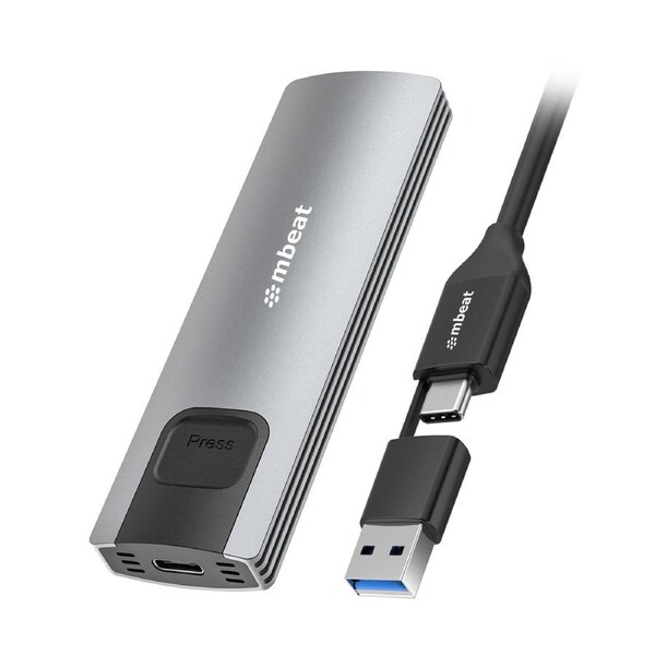 Mbeat 10Gbps M.2 NVMe SATA SSD Enclosure Easily install Versatile Storage Options up to 4TB USB Connectivity with 2-in-1 Cable