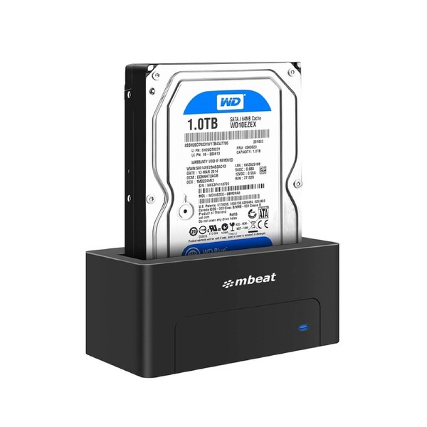 mbeat D1 USB 3.0 3.5" & 2.5" SATA HDD Docking Station - Black Product Weight: 250g HDD Capacity: Max. 20TB Data Speed: Max. 5Gbps
