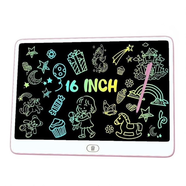 Pink 16" LCD Kids Writing Tablet Drawing Board Hand writing Pad Boys Girls Toy
