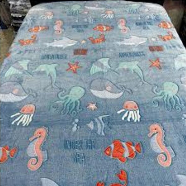 Fleece Blanket Glow in the Dark Large Sofa Throw Soft Warm Faux Fur Mink Kids AU 130*160CM~Ocean Model