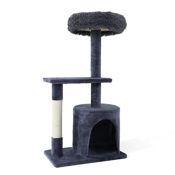 i.Pet Cat Tree Tower Scratching Post Scratcher Wood Condo Bed Toys Play Ladder 94cm Grey