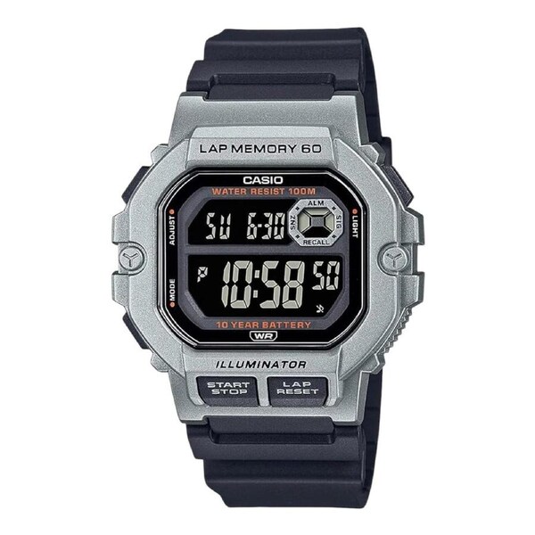 Casio WS-1400H-1BV Mens 60 Lap Digital Sports Watch Black Band 100M LED Light