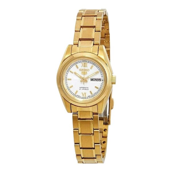 Seiko SYMK30K1 Womens Automatic Gold Stainless Steel Watch White Dial 25mm